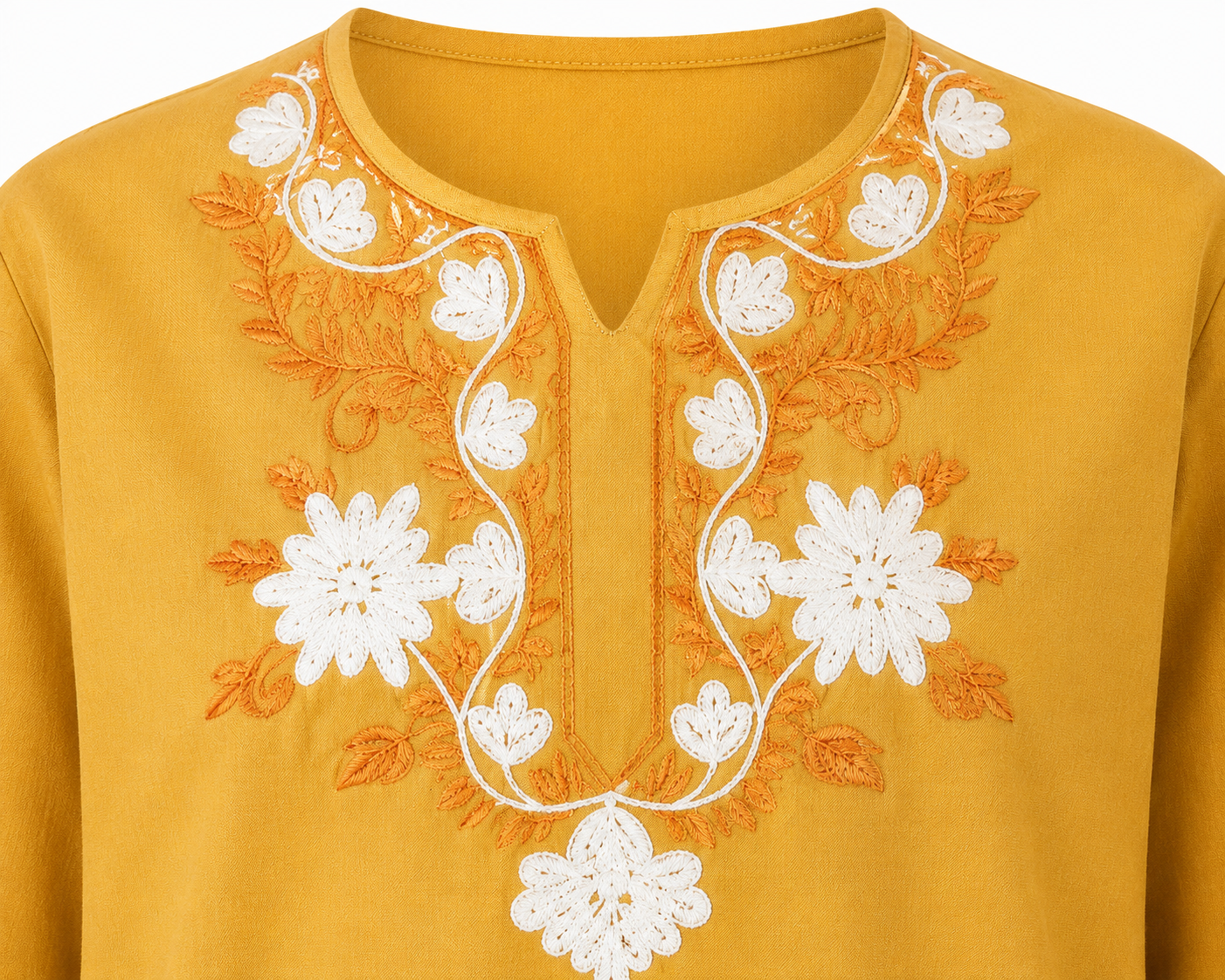 Noor : Aari embroidery summer kurti | Mustard